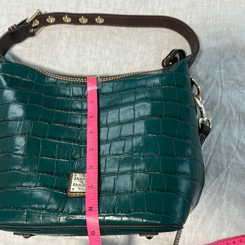 Dooney & Bourke Croc Teal and Brown Paige Crossbody and Shoulder Bag - Picture 5 of 7